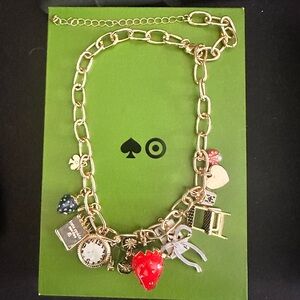 Kate Spade Gold Necklace with Strawberry and Heart Charms